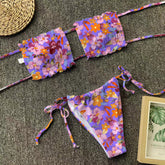 Floral Pleated Cut Out Bikini